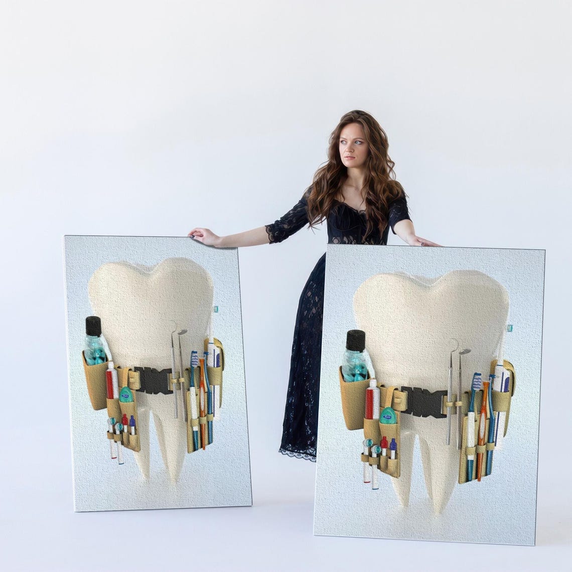 Friendly Smiling Tooth With Dental Tools Fun Dentist Office Poster - Image 5