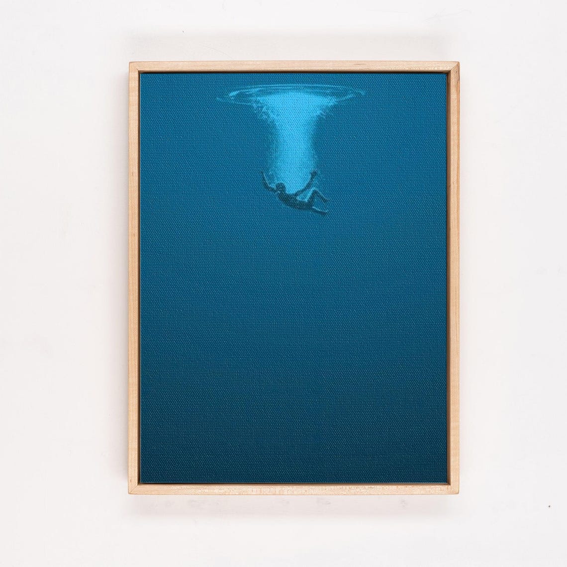 Diver Sinking Into Deep Blue Ocean Minimalist Underwater Poster - Image 4