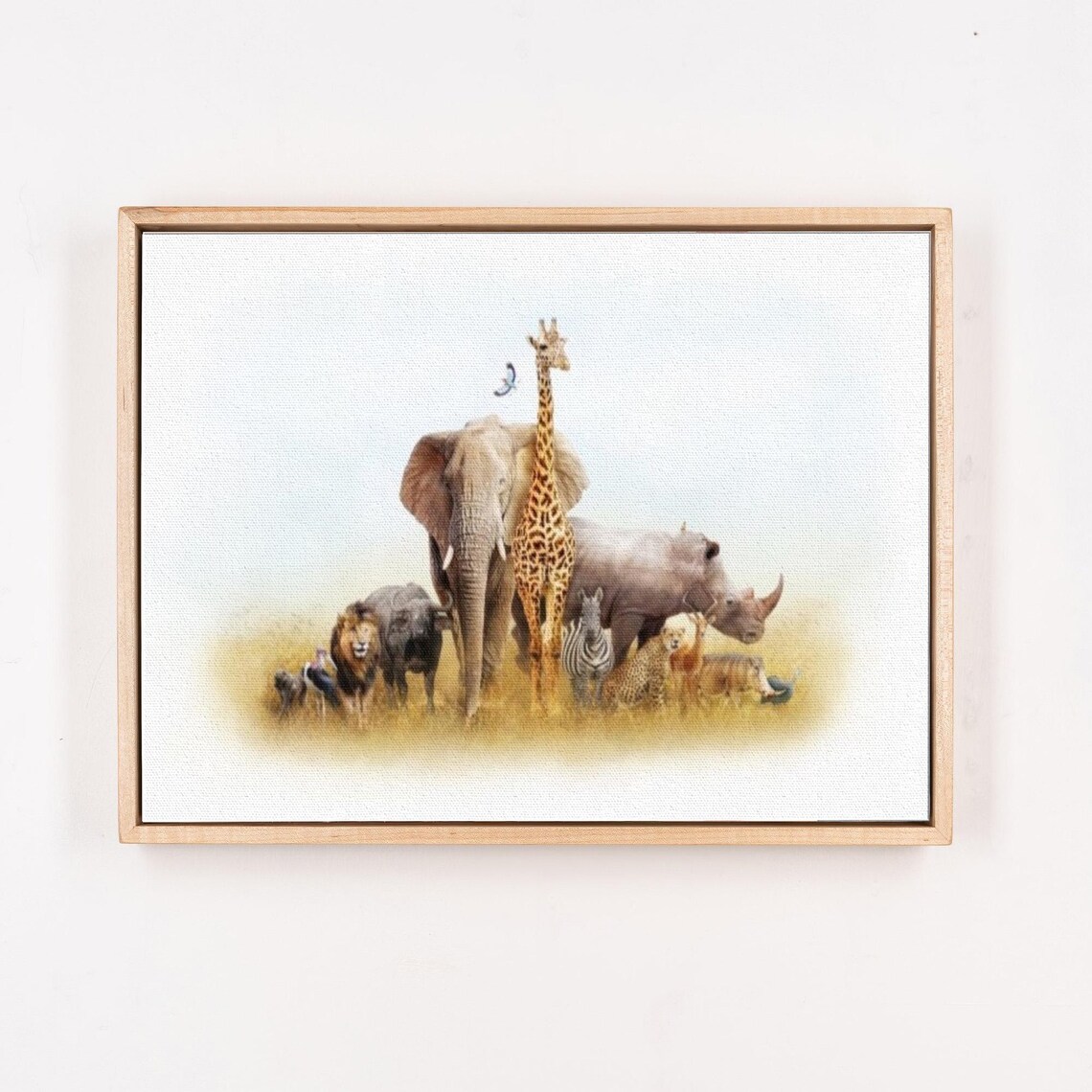 African Safari Animals Elephant Giraffe Lion Watercolor Poster - Image 4