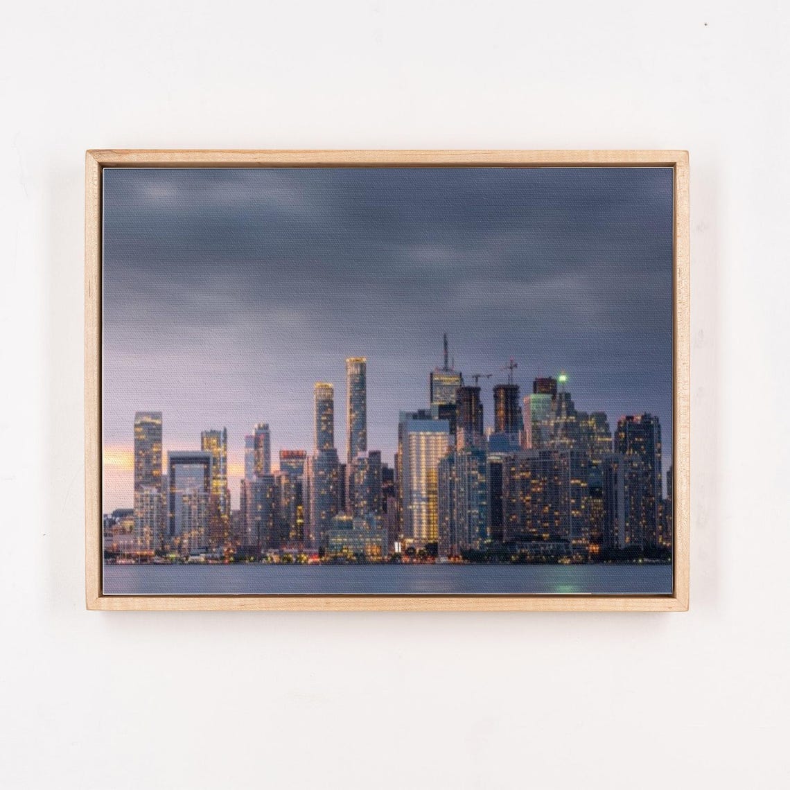 City Skyline at Dusk with Glowing Skyscraper Windows at Night Poster - Image 4