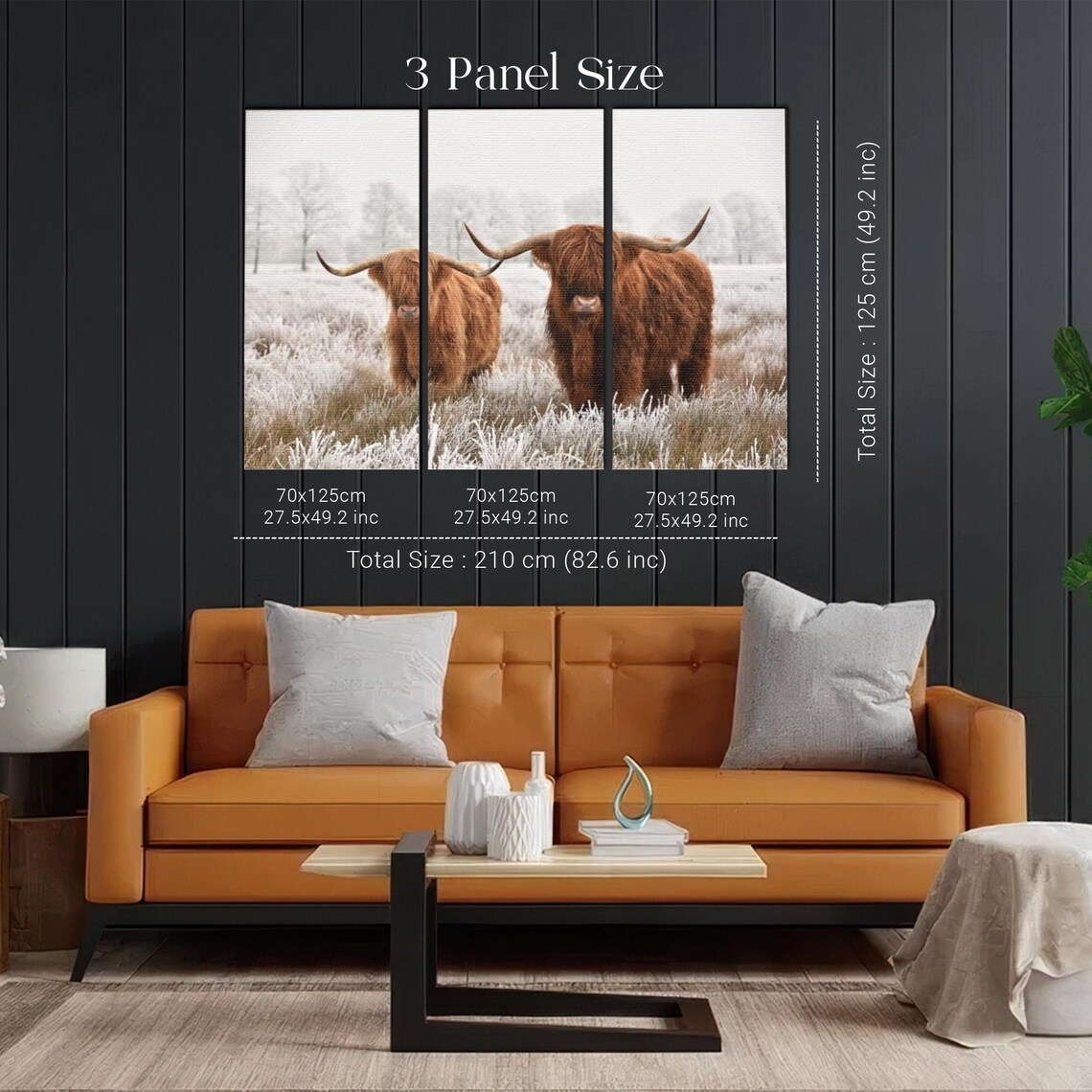 Two Highland Cows In Frosty Winter Field Morning Painting Poster - Image 2