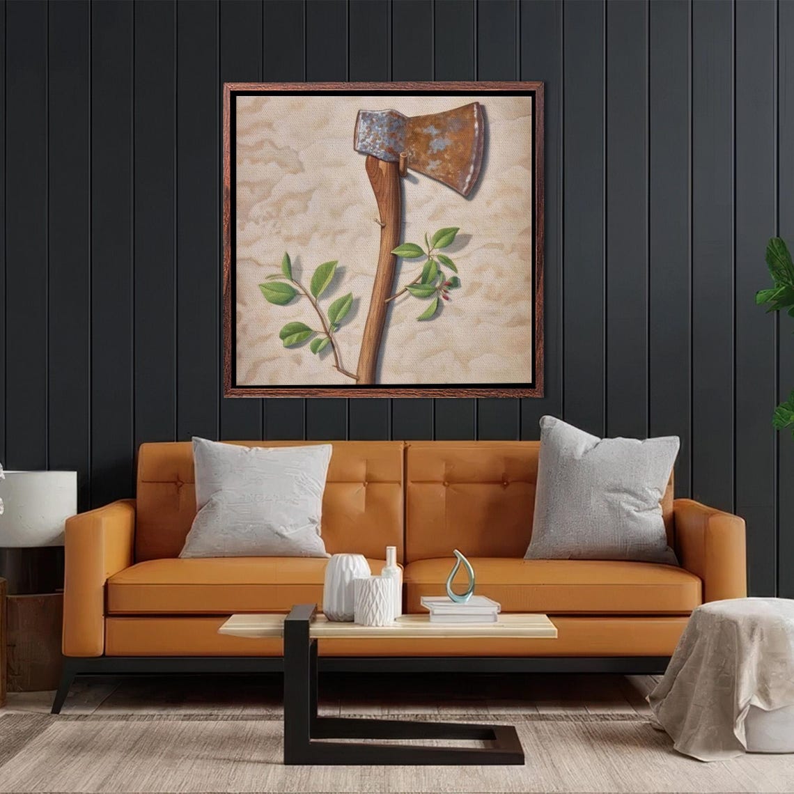 Blooming Rusty Axe With Green Sprout Vintage Botanical Art Poster - Image 2