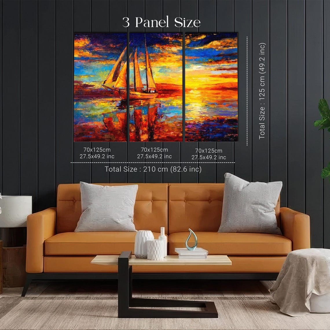 Tall Sailing Ship At Fiery Orange Sunset Dramatic Seascape Poster - Image 2