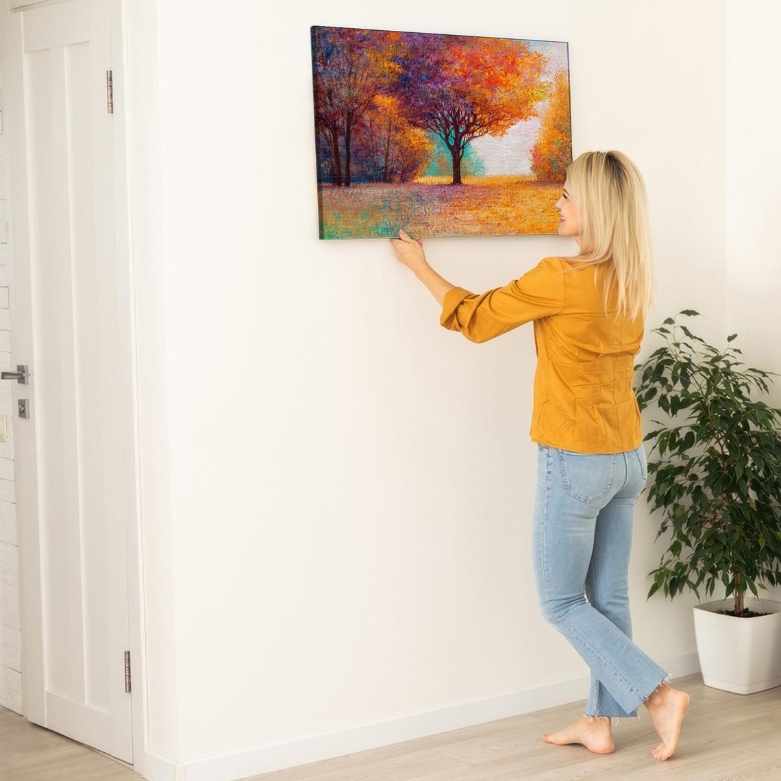 Golden Autumn Forest Path With Fiery Orange And Red Trees Poster - Image 5