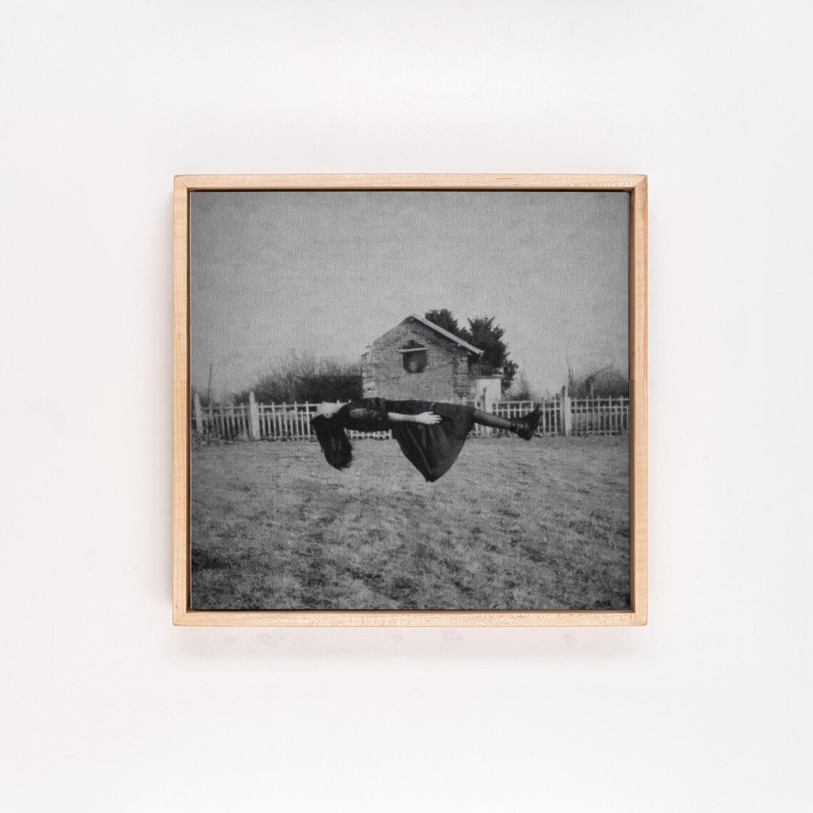 Levitating Woman In Black Dress Before Farmhouse Vintage Photo Poster - Image 4