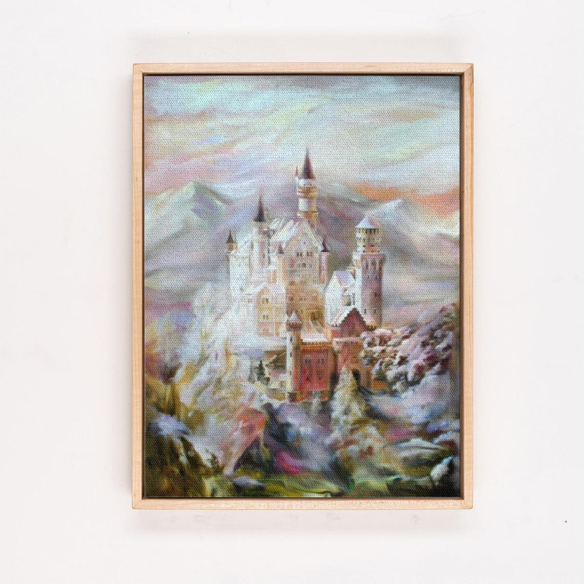 Fairytale Castle Rising Between Mountains Pastel Fantasy Poster - Image 4