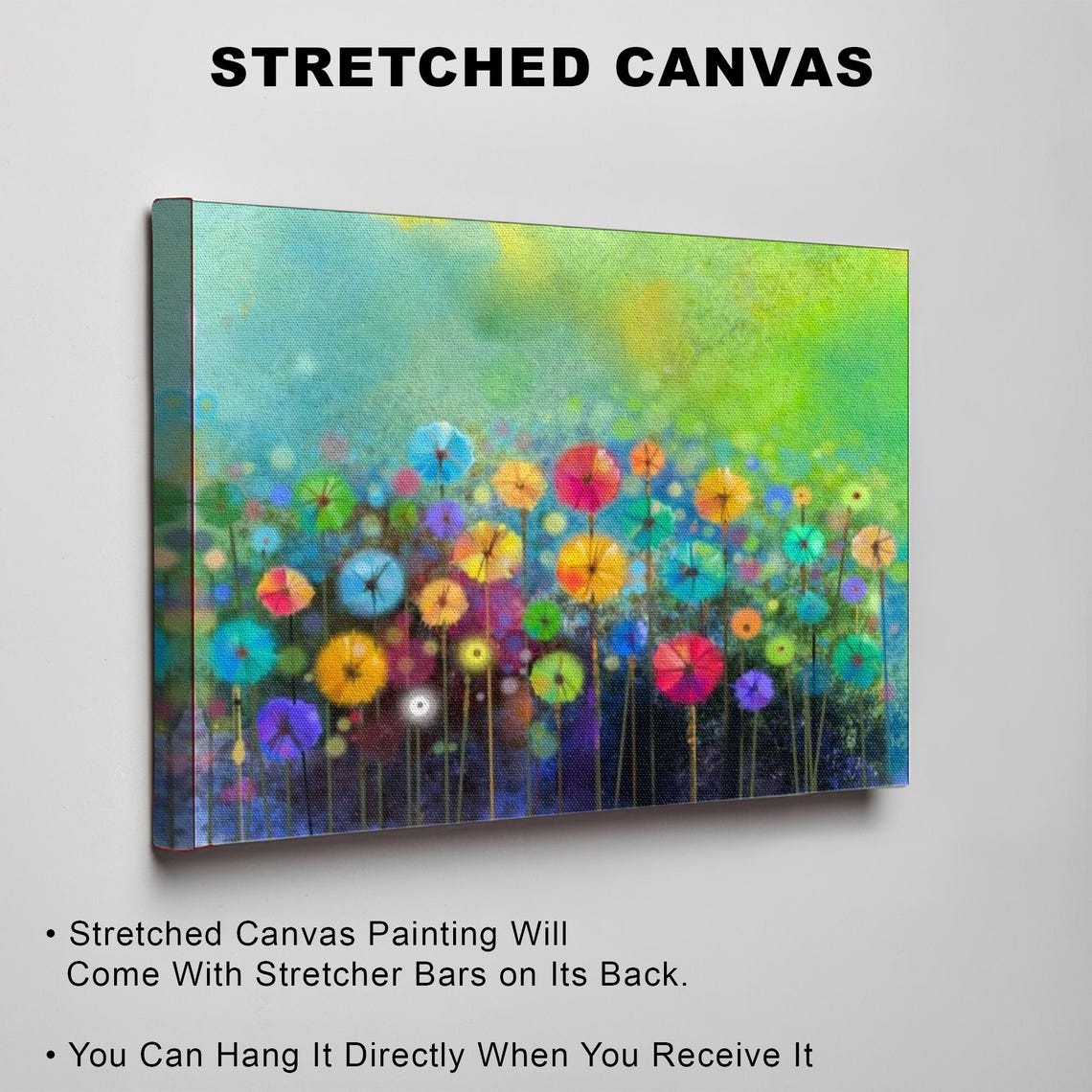 Rainbow Dandelion Style Abstract Flower Heads Whimsy Art Poster - Image 3