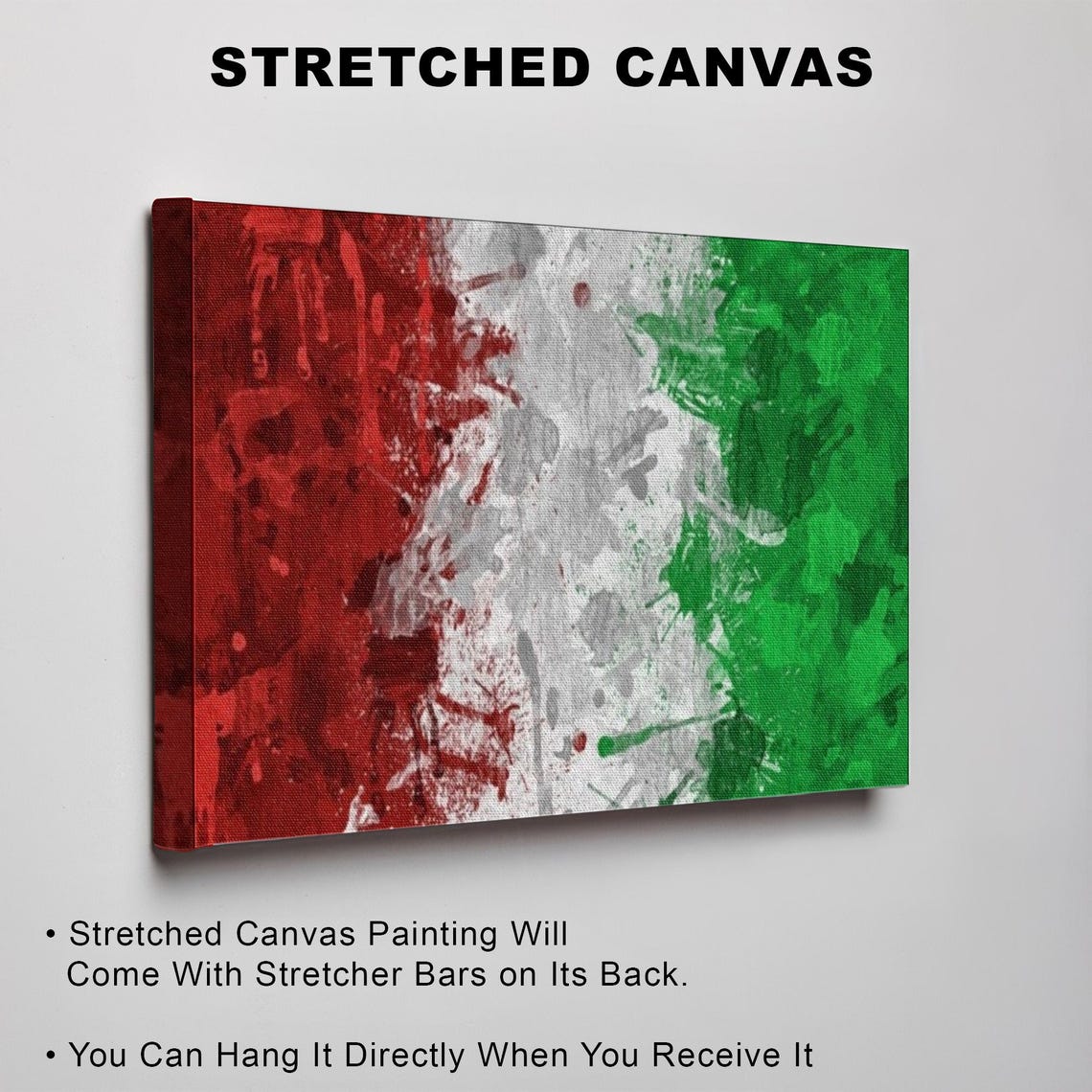 Abstract Paint Splatter Italian Tricolor Flag Decor Art Poster - Image 3
