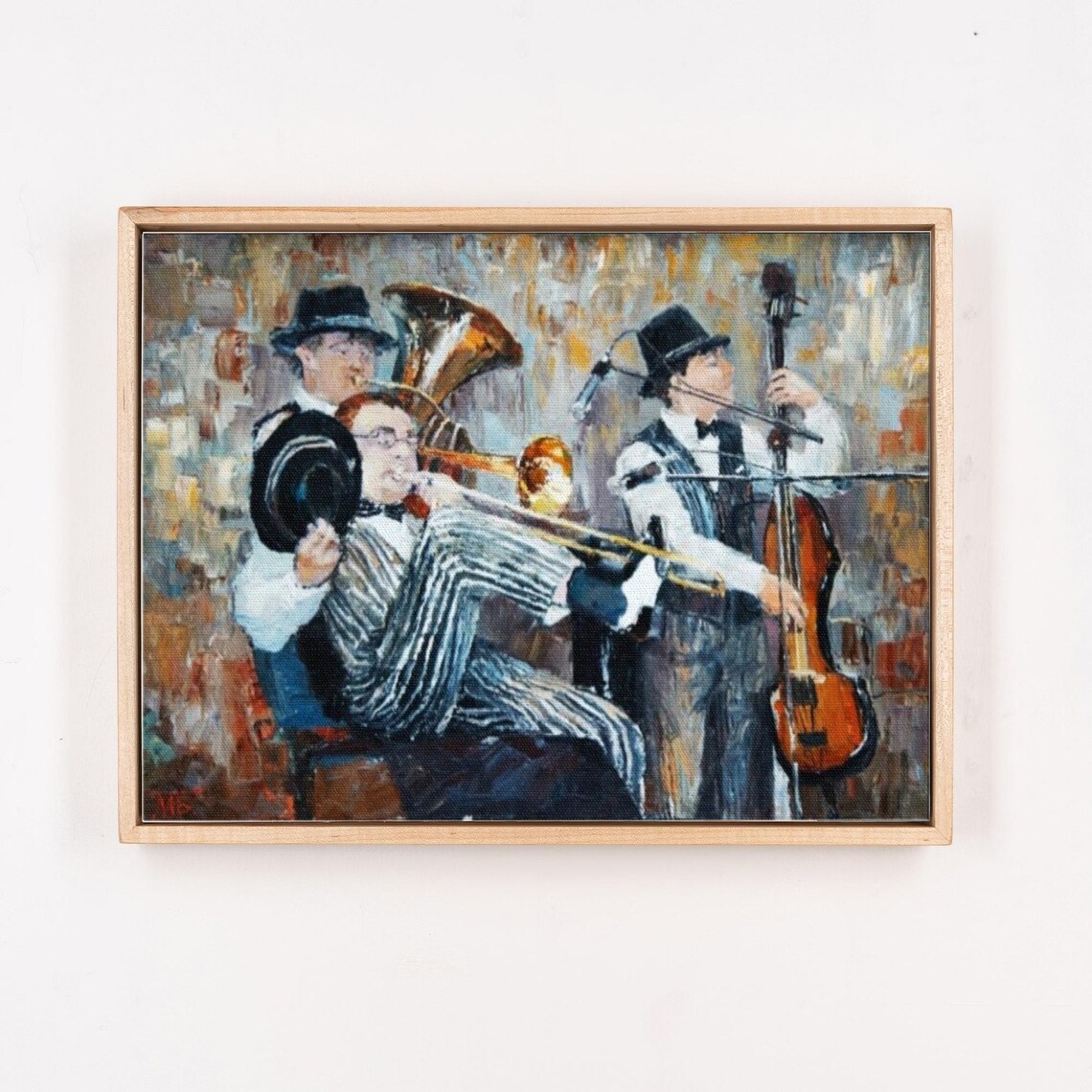 Jazz Band Musicians Playing Tuba Trombone And Bass Painting Poster - Image 4