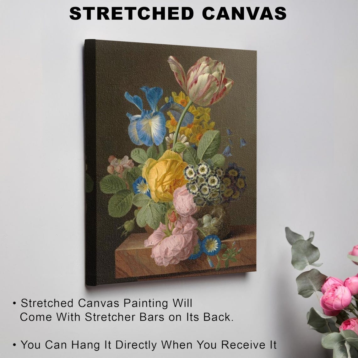 Dutch Master Style Flower Bouquet Still Life Dark Background Poster - Image 3