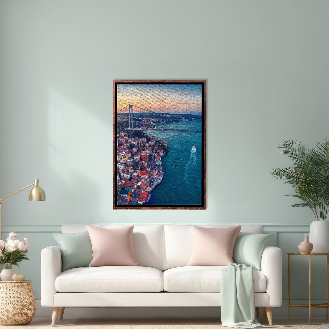 Stunning Bosphorus Strait Aerial View At Sunset Over Istanbul Poster