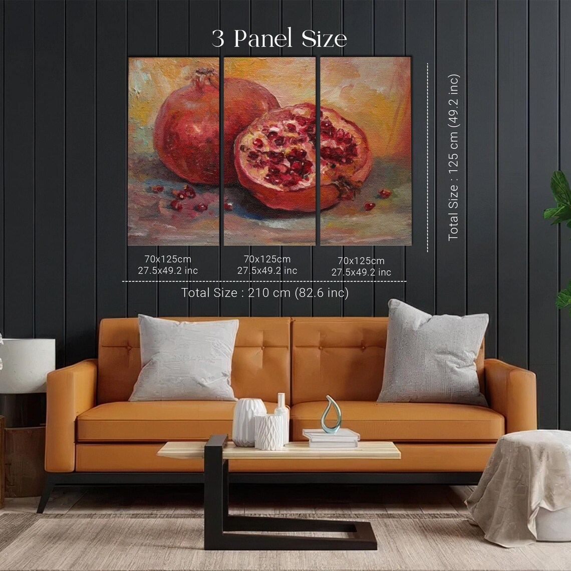 Ripe Red Pomegranate Still Life In Warm Oil Painting Tones Poster - Image 2