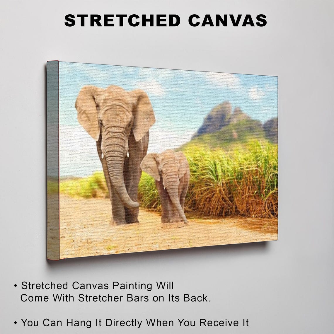 African Elephant and Calf Walking on Dusty Safari Path Poster - Image 3