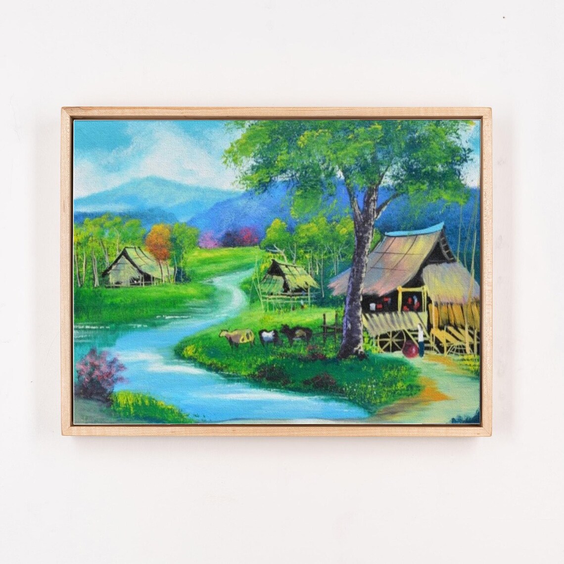 Rural Village With Stilt Houses By Winding River Painting Poster - Image 4