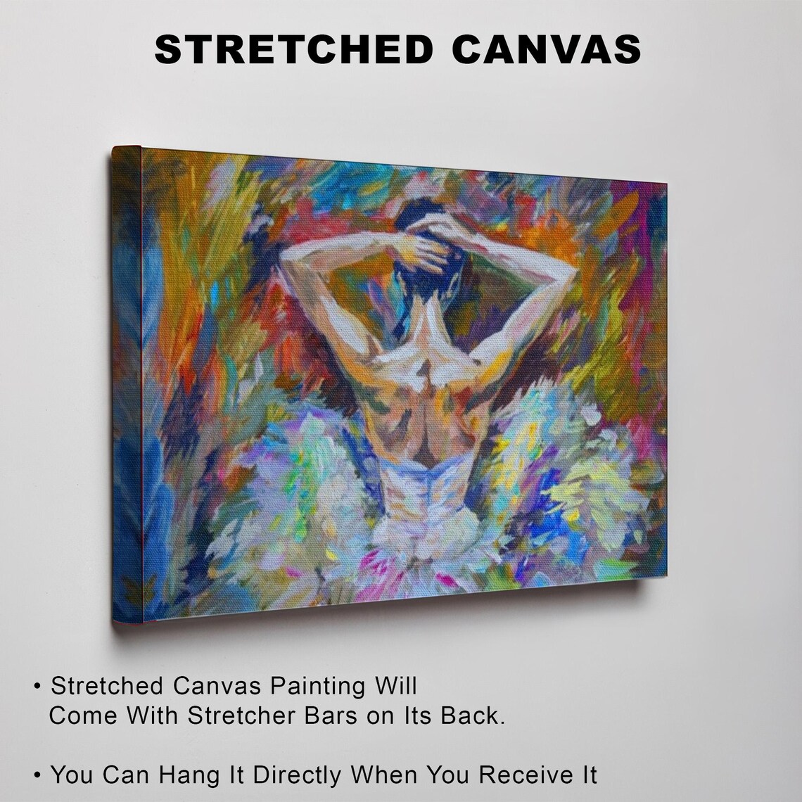 Colorful Ballerina Dancer Swirling Tutu Abstract Ballet Wall Art - Image 3