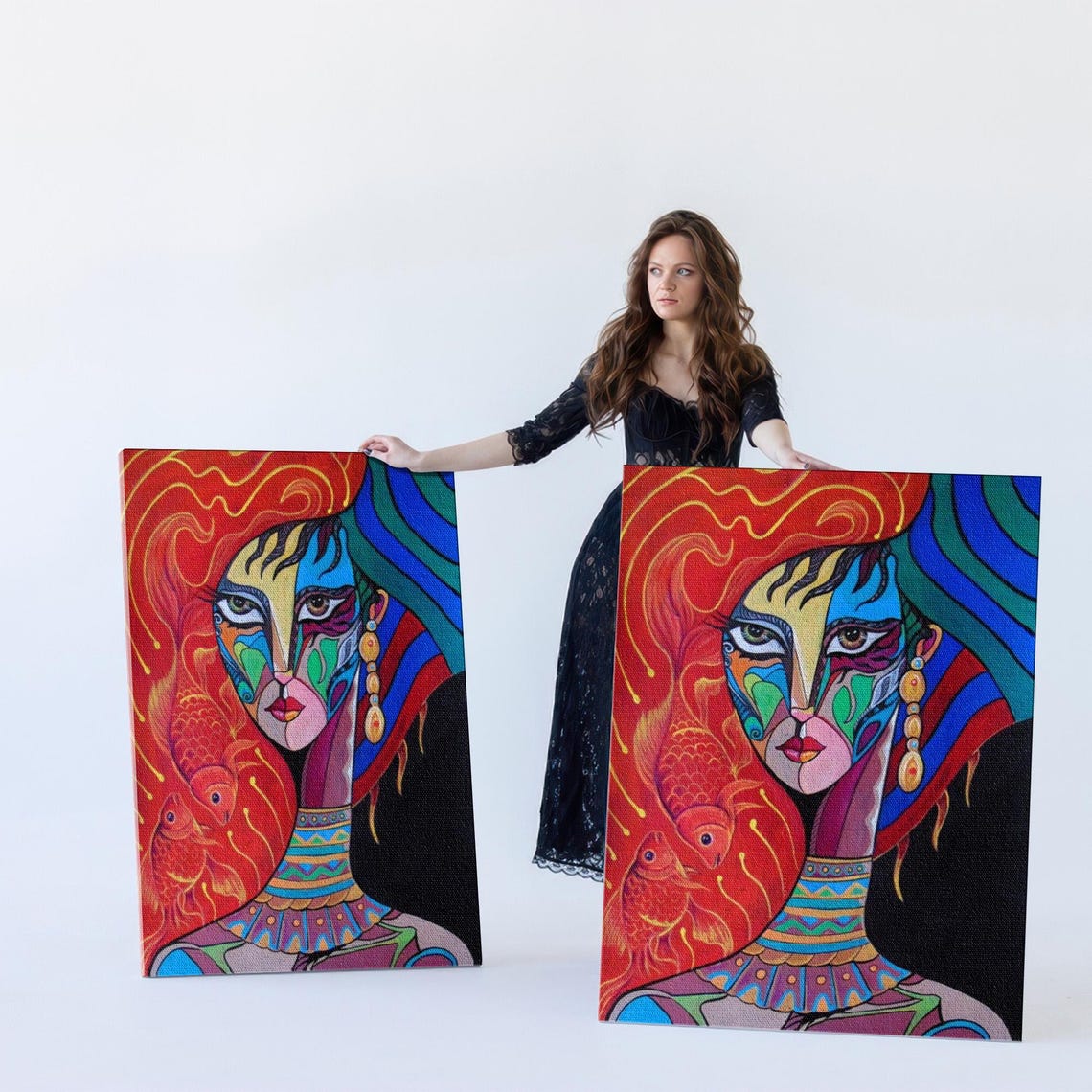 Colorful Abstract Woman Portrait Bold Expressionist Face Poster - Image 5