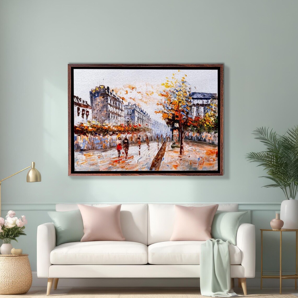 Autumn Paris Street Scene Impressionist Rainy Oil Painting Poster