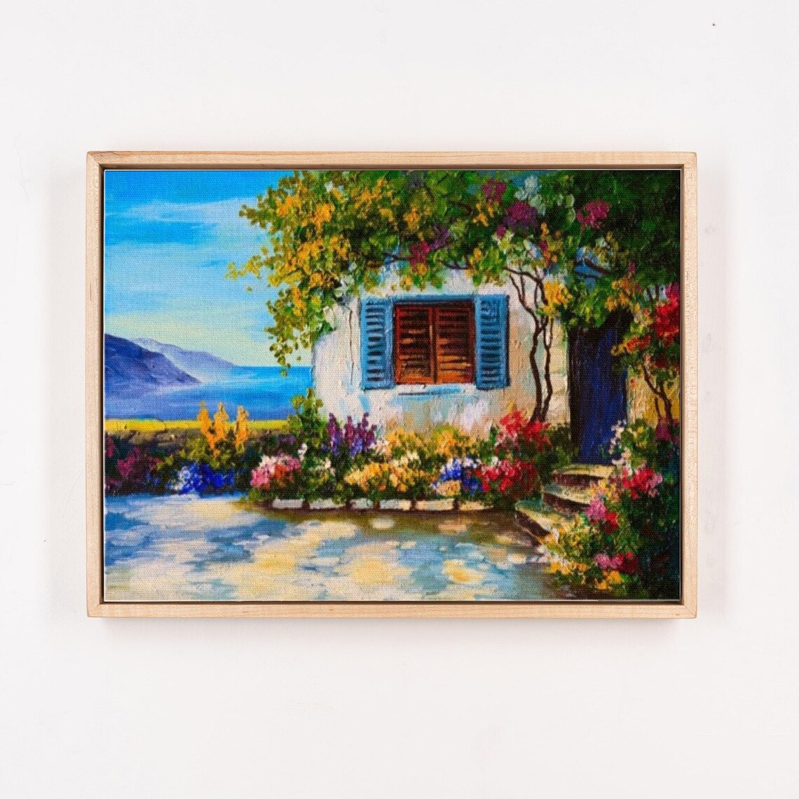 Mediterranean Seaside Villa with Flowering Garden Impressionist Poster - Image 4