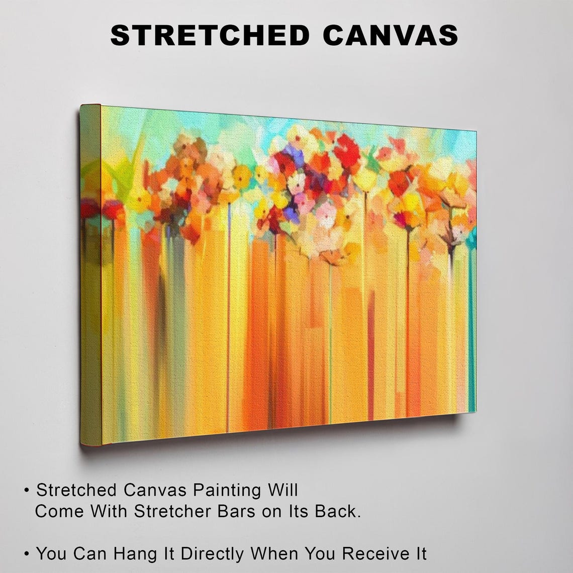 Abstract Tall Stemmed Flowers in Amber and Gold Colors Poster - Image 3