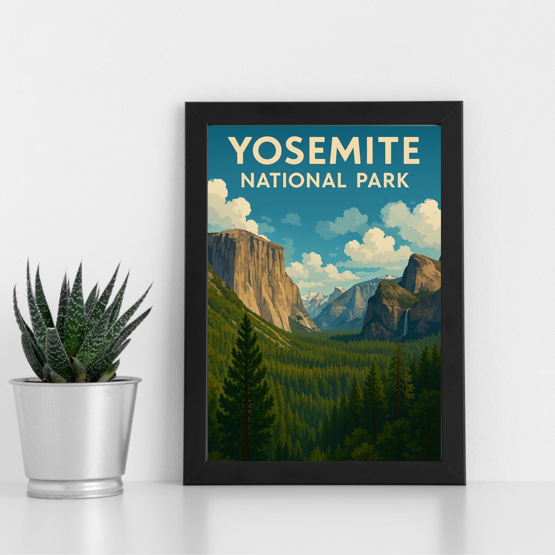 Yosemite National Park Valley Granite Cliffs Vintage Travel Poster