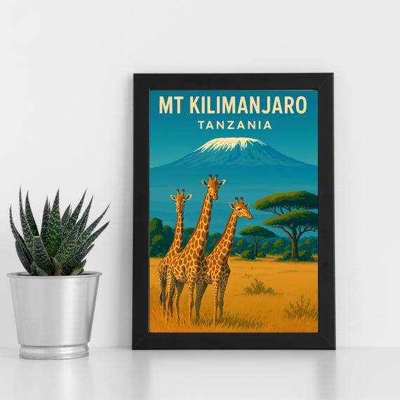 Mount Kilimanjaro 2 Print Artwork L Tanzania Africa Custom Poster Postcard Framed Greeting Card Portrait