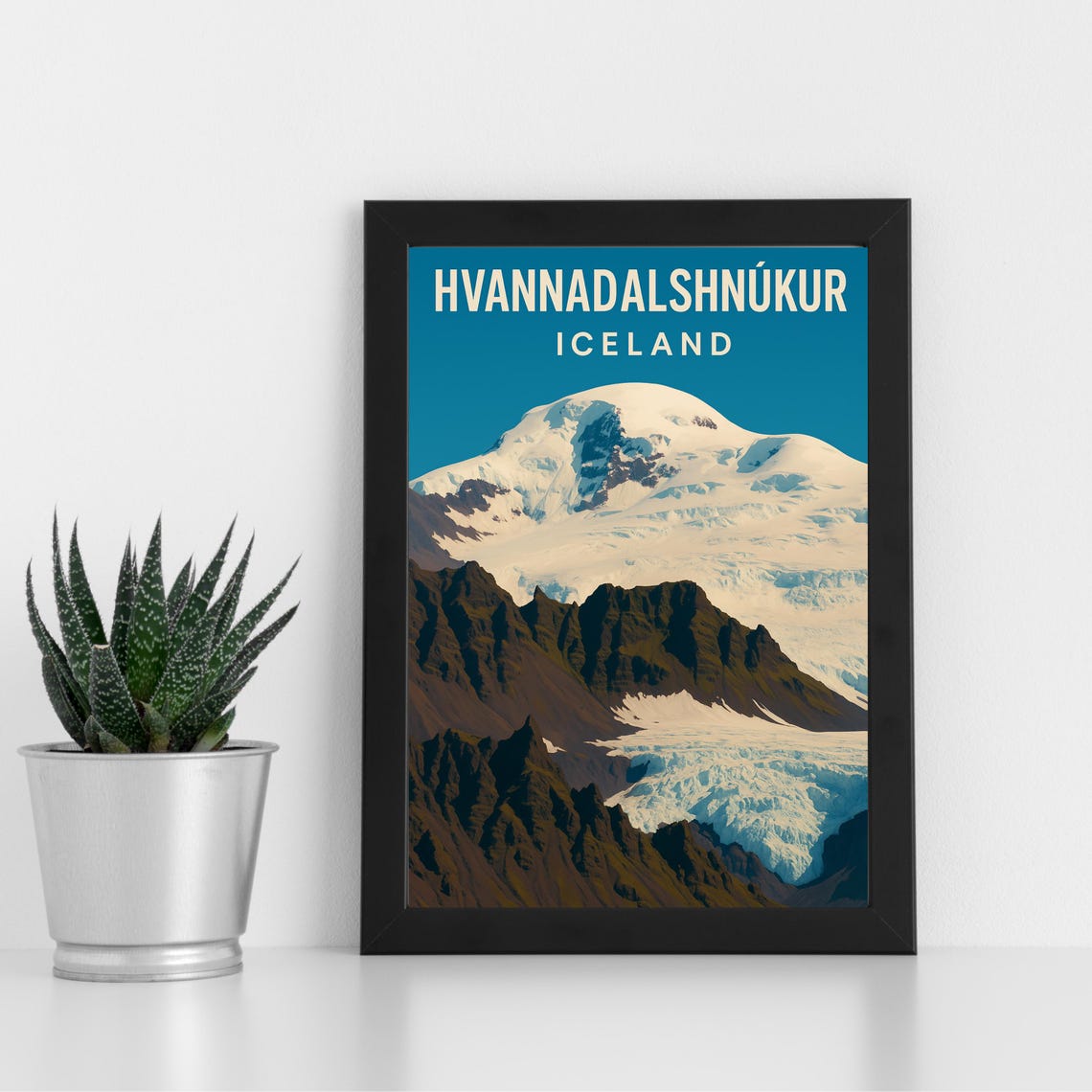Hvannadalshnúkur Iceland Glacier Summit Vintage Travel Poster