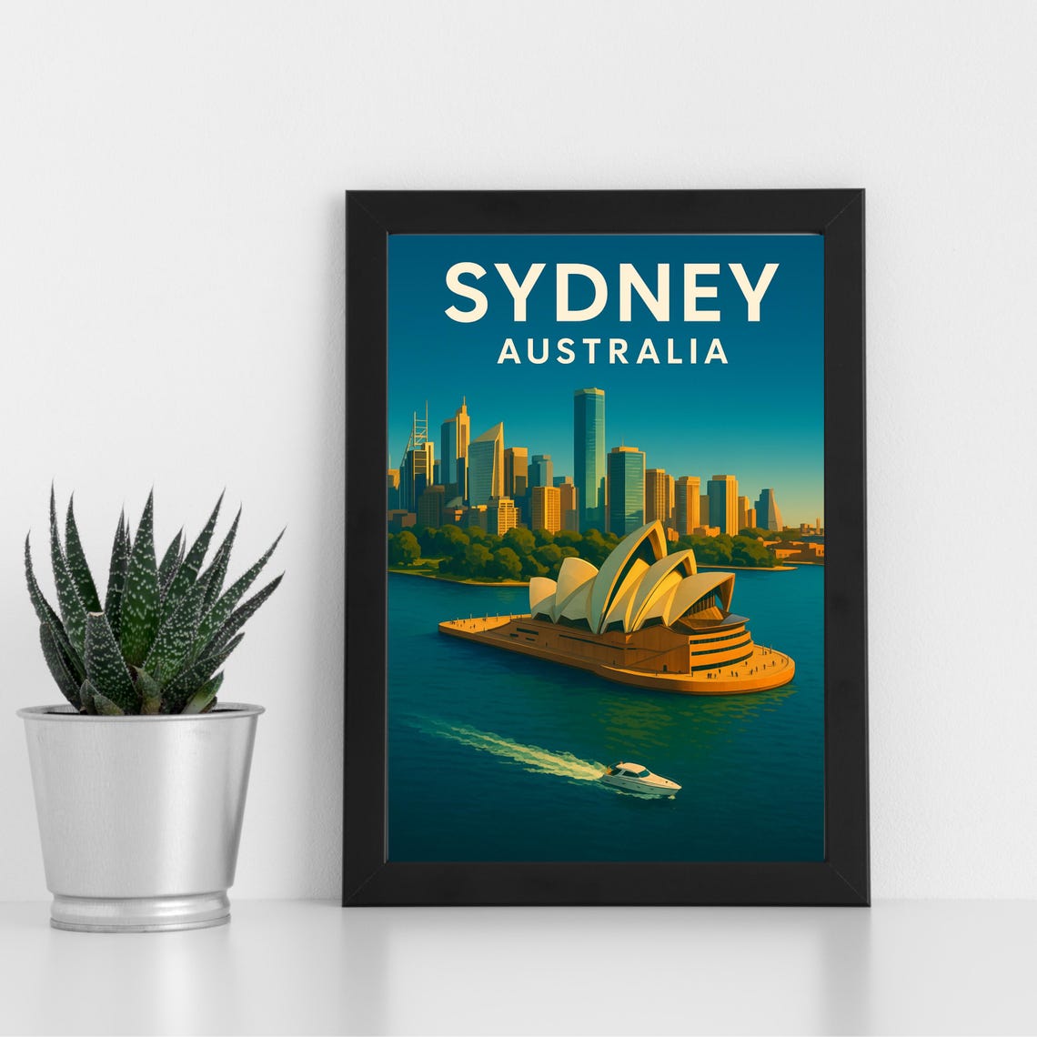 Sydney Australia Opera House Harbour Skyline Retro Travel Poster