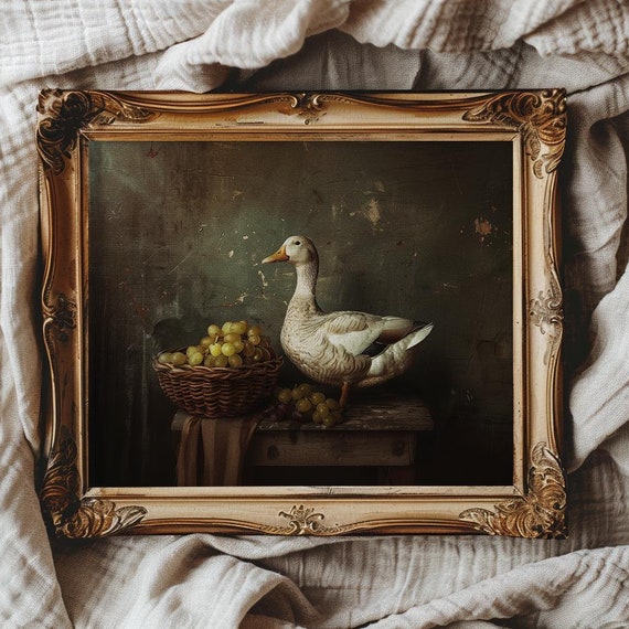 Moody Kitchen Wall Art Farmhouse Decor Moody Farm Wall Art Dark Cottagecore Farm Duck Wall Art Domestic Duck Print Vintage Farm