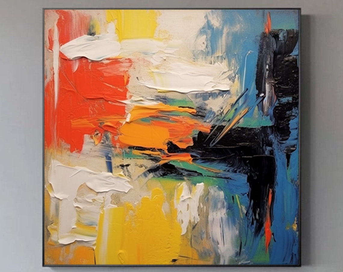Red Yellow Blue Bold Expressive Abstract 3D Textured Art Poster