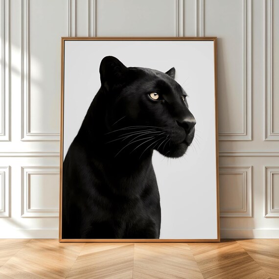 Black Tiger Wall Art Realistic Poster Minimalist Animal Artwork Modern Wildlife Home Decor Instant Unique