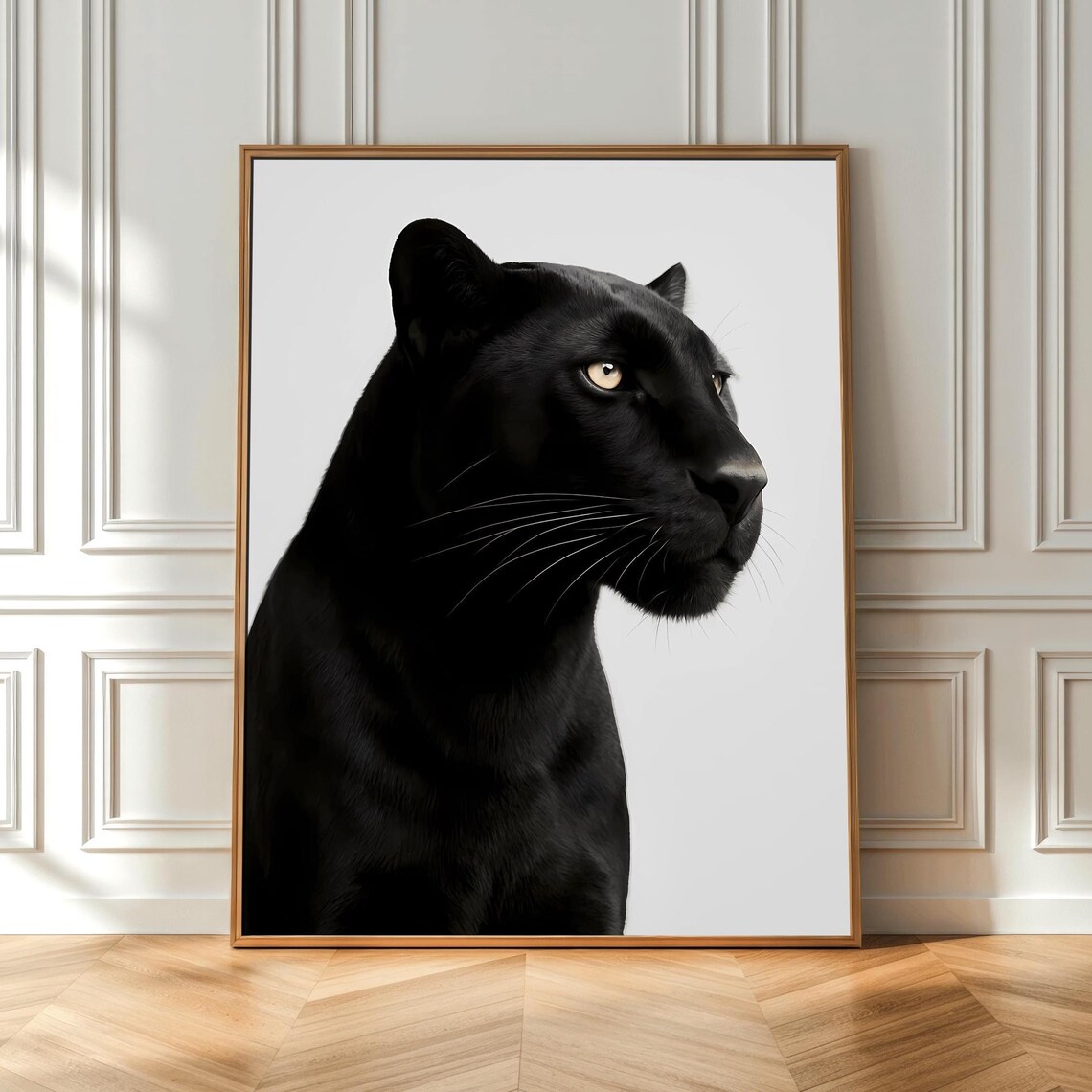Black Tiger Wall Art Realistic Poster Minimalist Animal Artwork Modern Wildlife Home Decor Instant Unique
