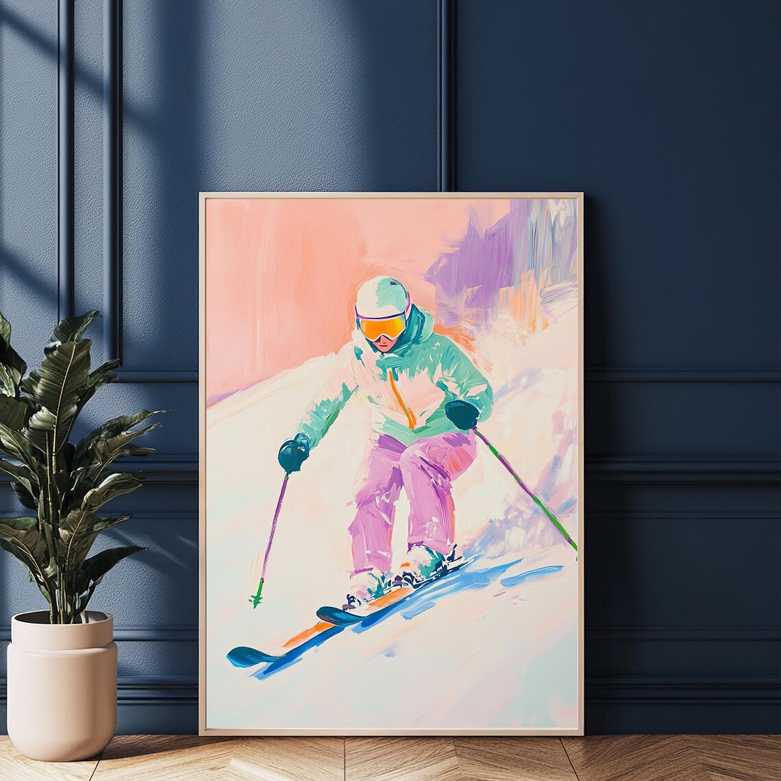 Skiing Art Print, Colorful Winter Sports Decor - Image 2