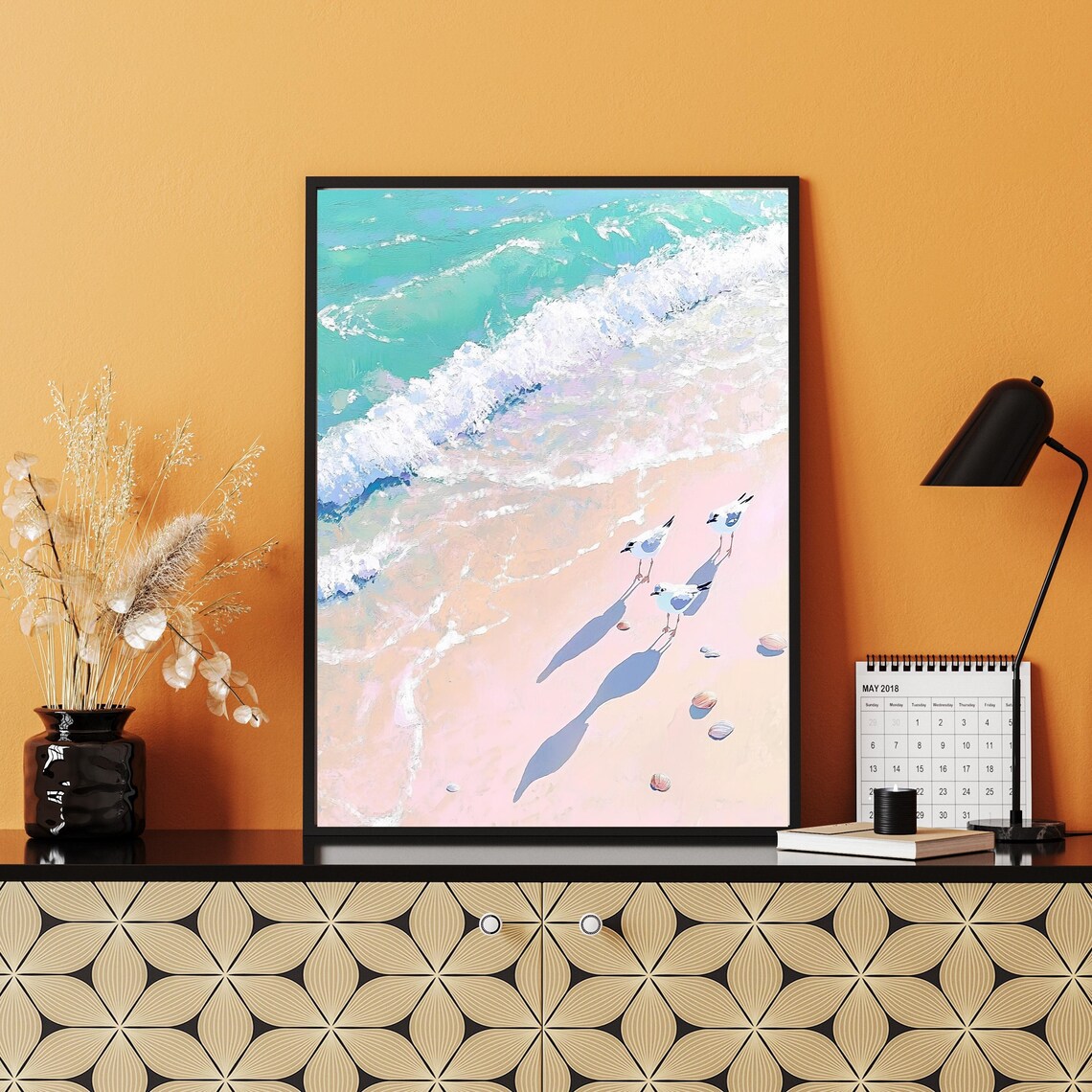 Seabird Art Print, Pastel Coastal Beach Decor - Image 4