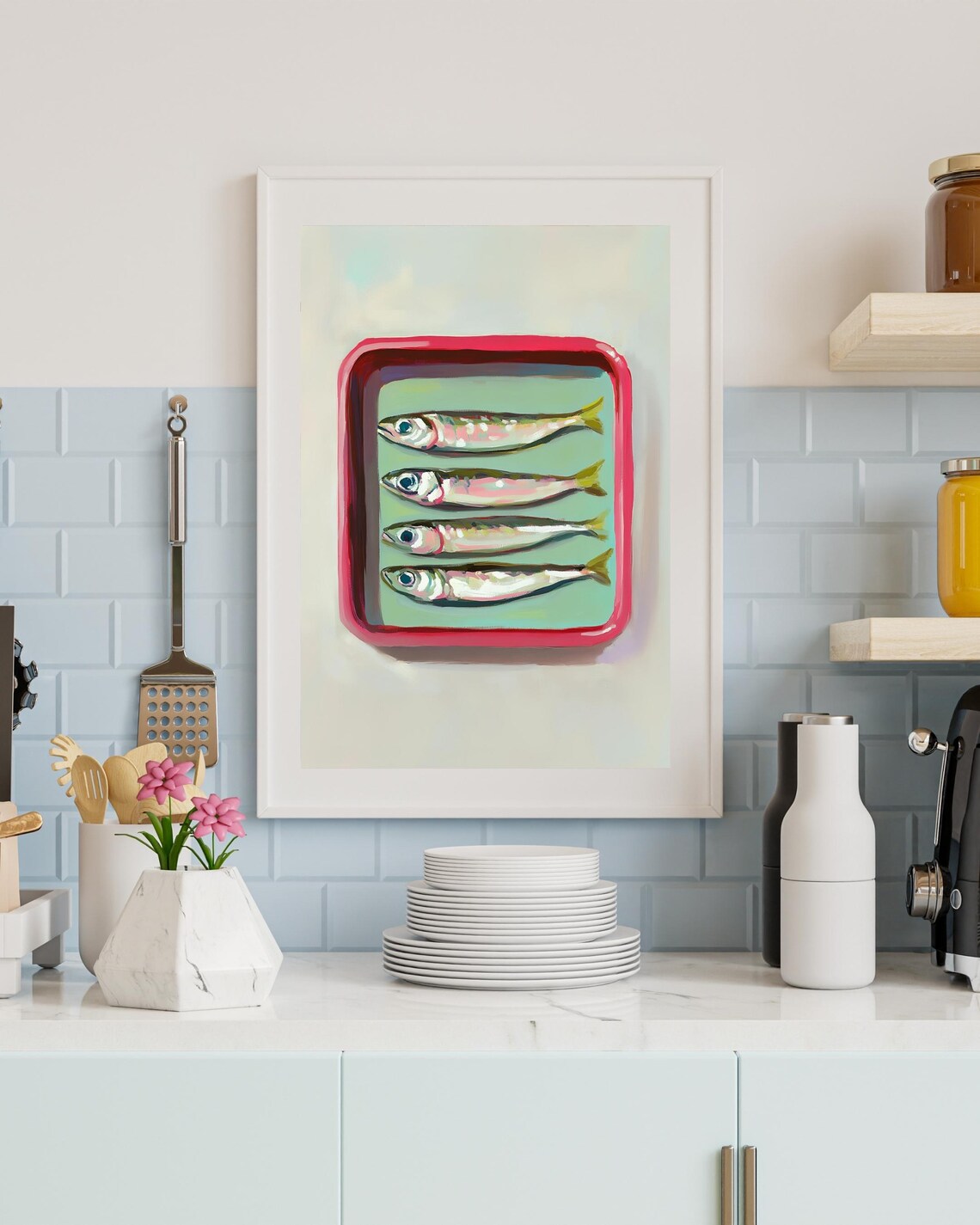 Tinned Sardines Art Print, Sardine Kitchen Decor - Image 3