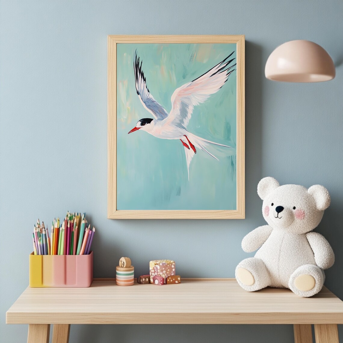 Flying Seabird With Spread Wings Coastal Wildlife Art Poster - Image 2