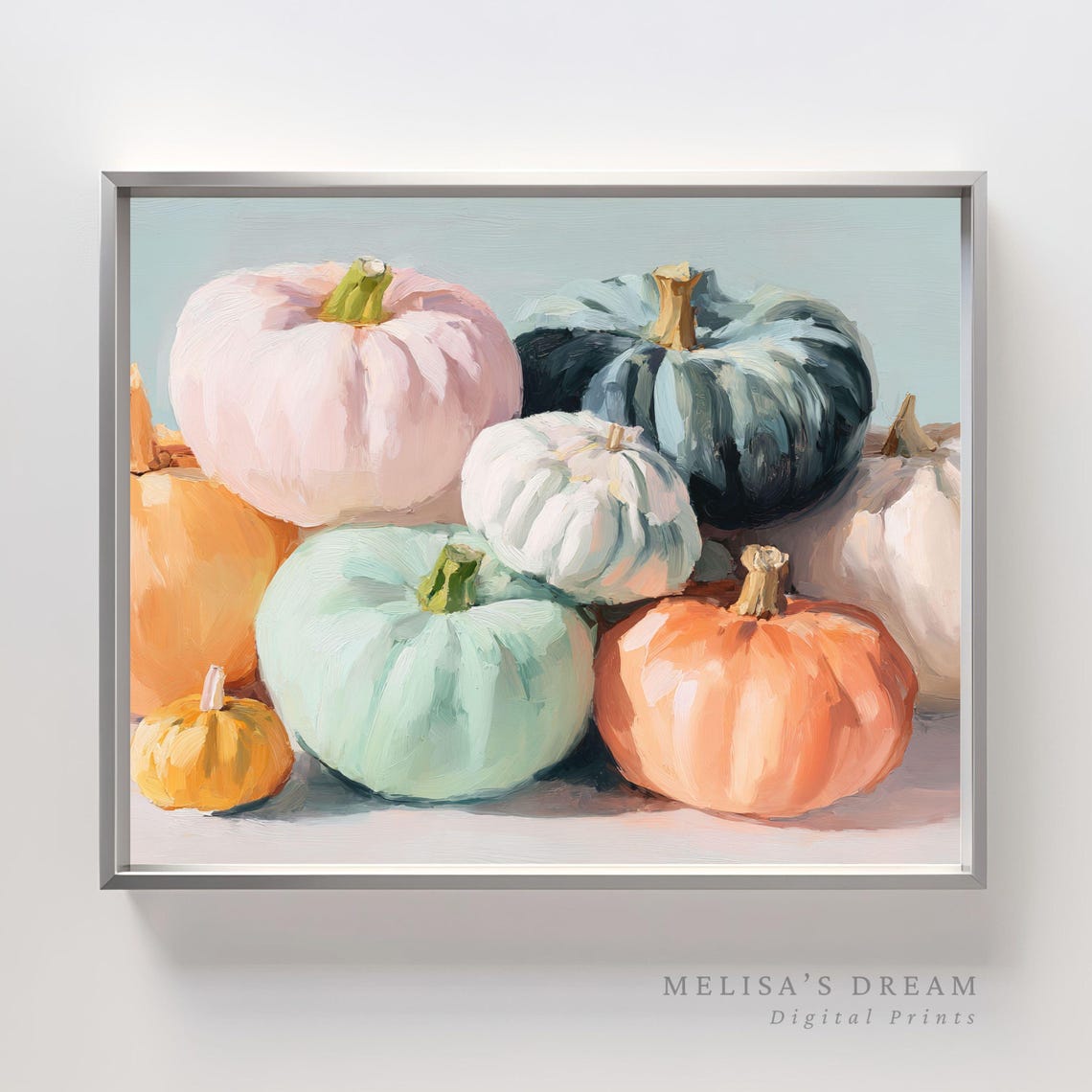 Pastel Pumpkin Wall Art Fall Farmhouse Decor Modern Autumn Harvest Halloween Print