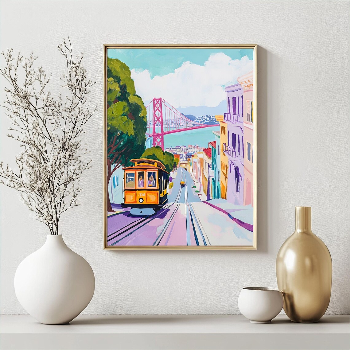San Francisco, Golden Gate Bridge Cityscape Art Print - Image 2