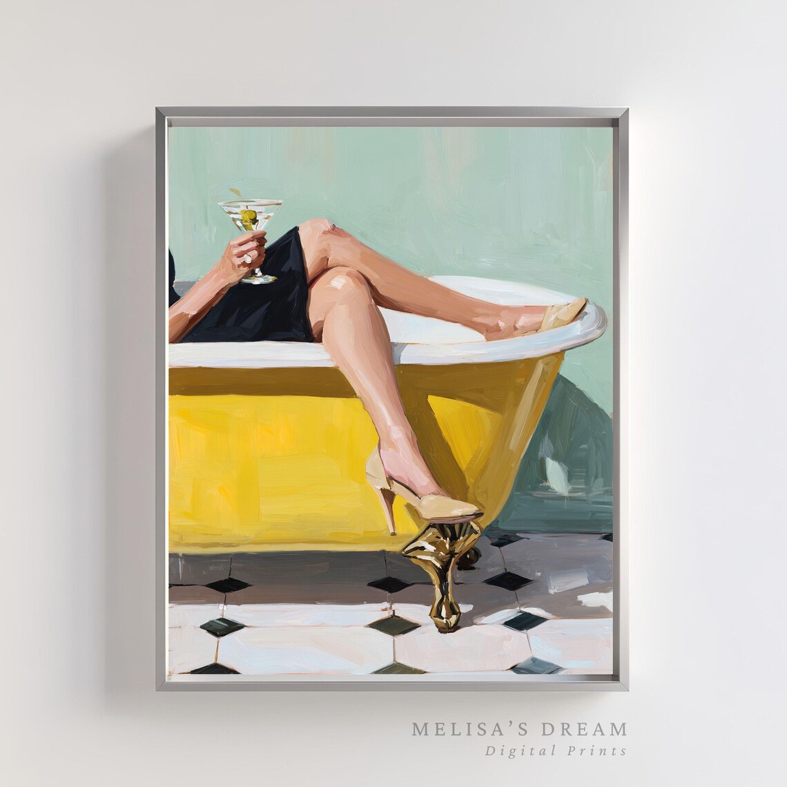 Retro Woman Bathroom Glam Wall Art Print