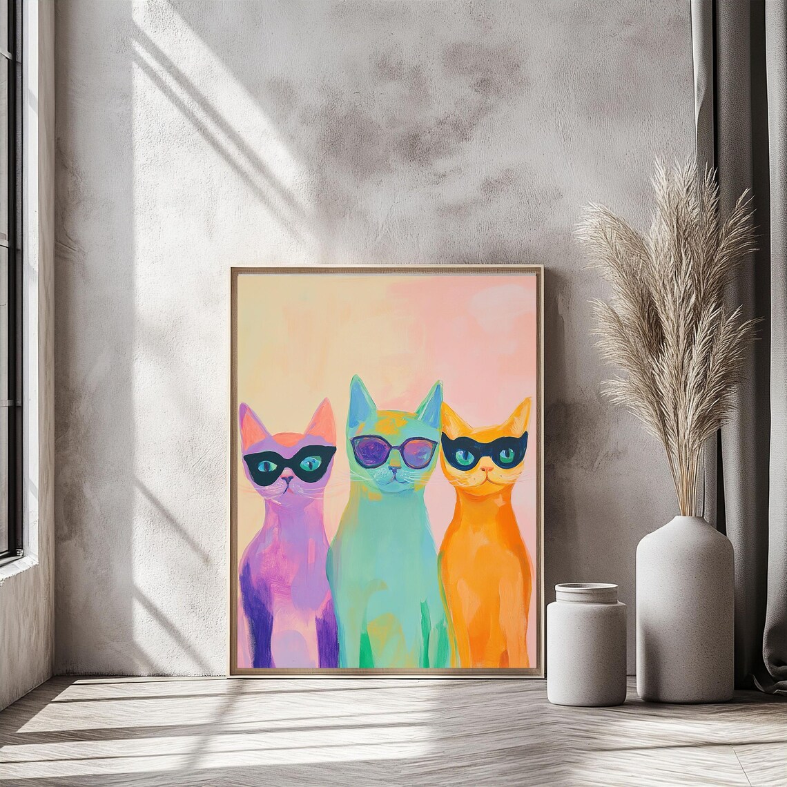 Cool Cat Funky Pop Art Cat Decor, Wall Art Print - Image 2