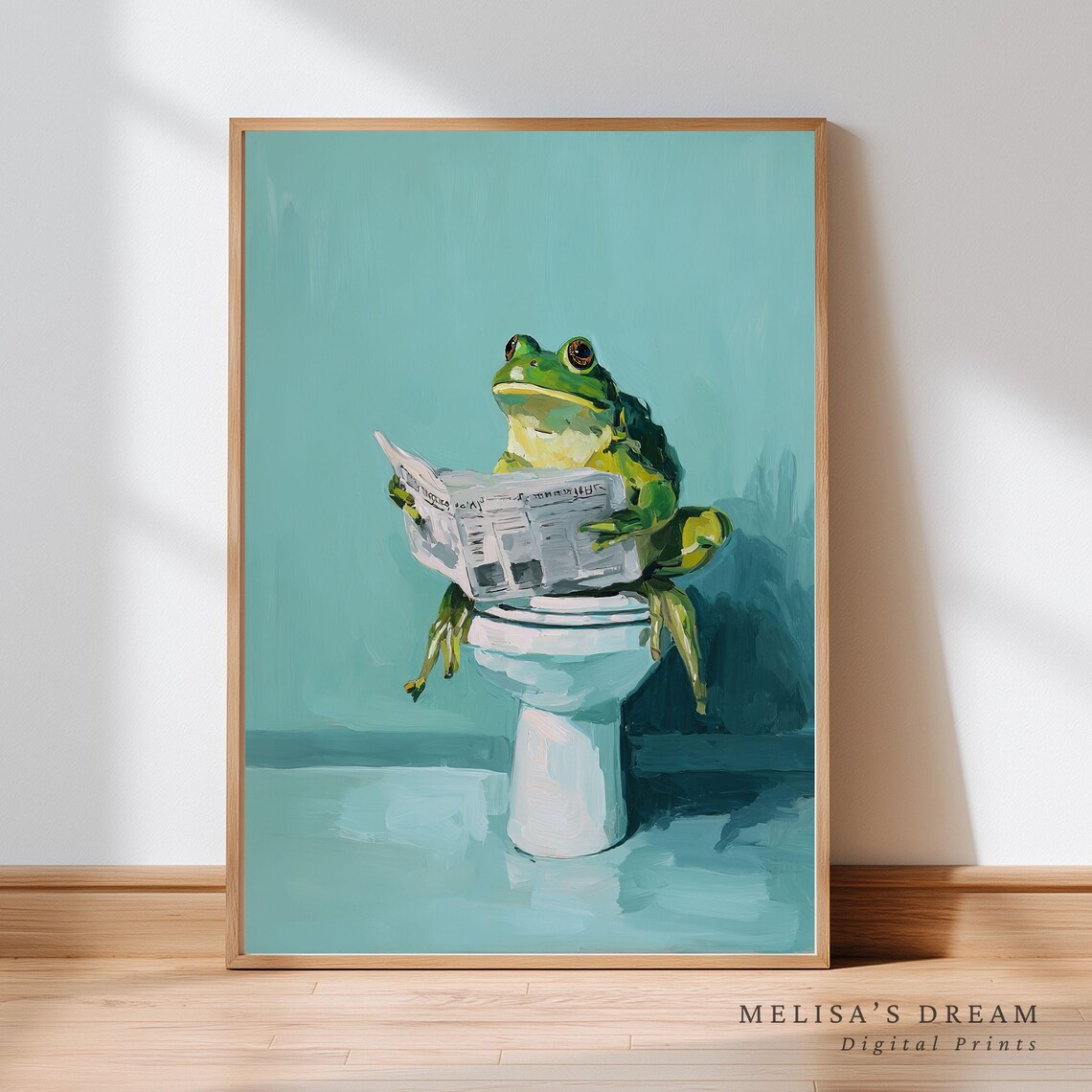 Funny Frog Bathroom Art Print, Quirky Toilet Joke