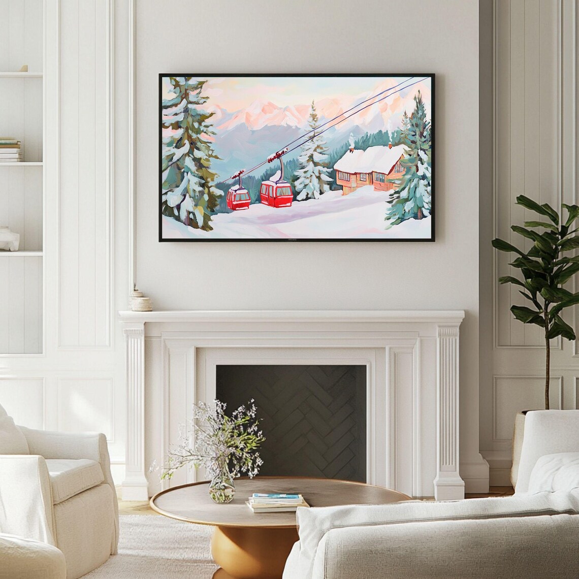 Winter Wonderland Ski Resort Art Print, Nordic Forest - Image 2