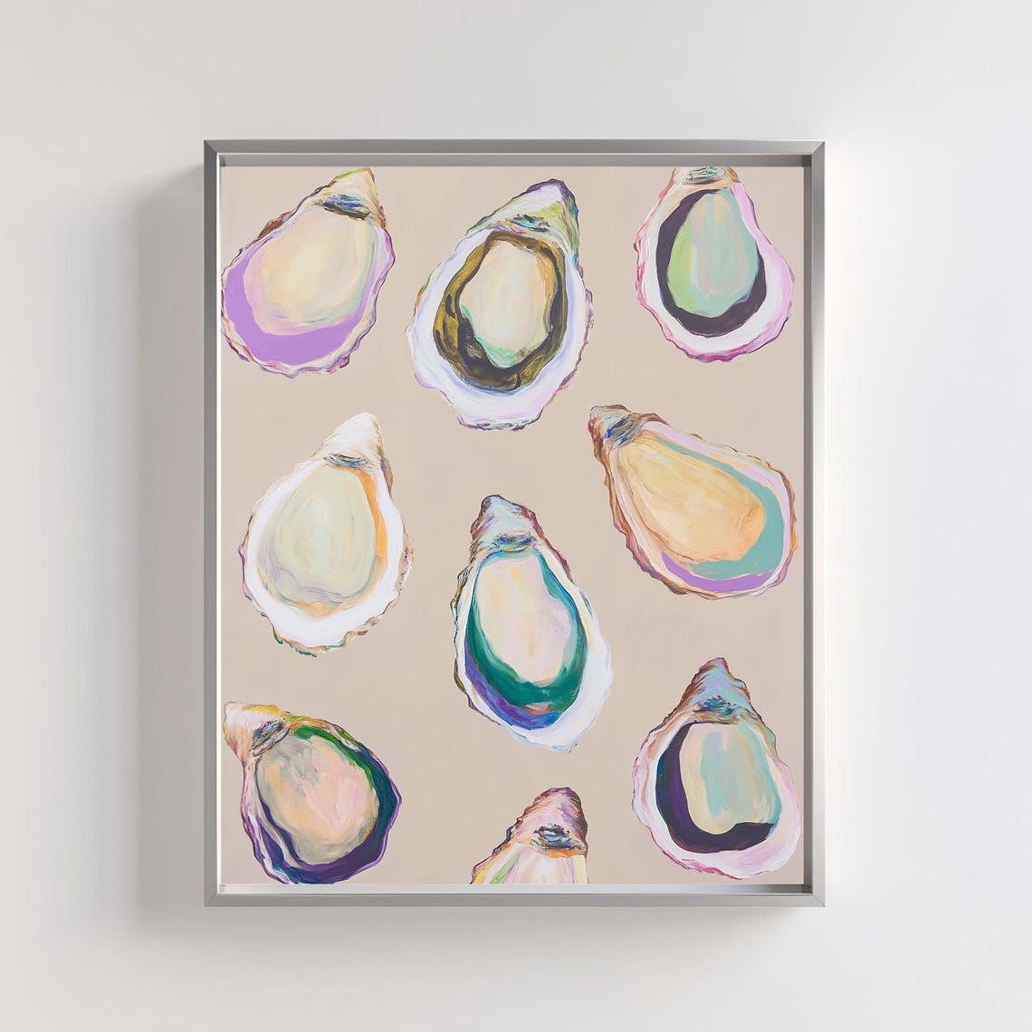 Coastal Oyster Shell Wall Art Abstract Nautical Painting