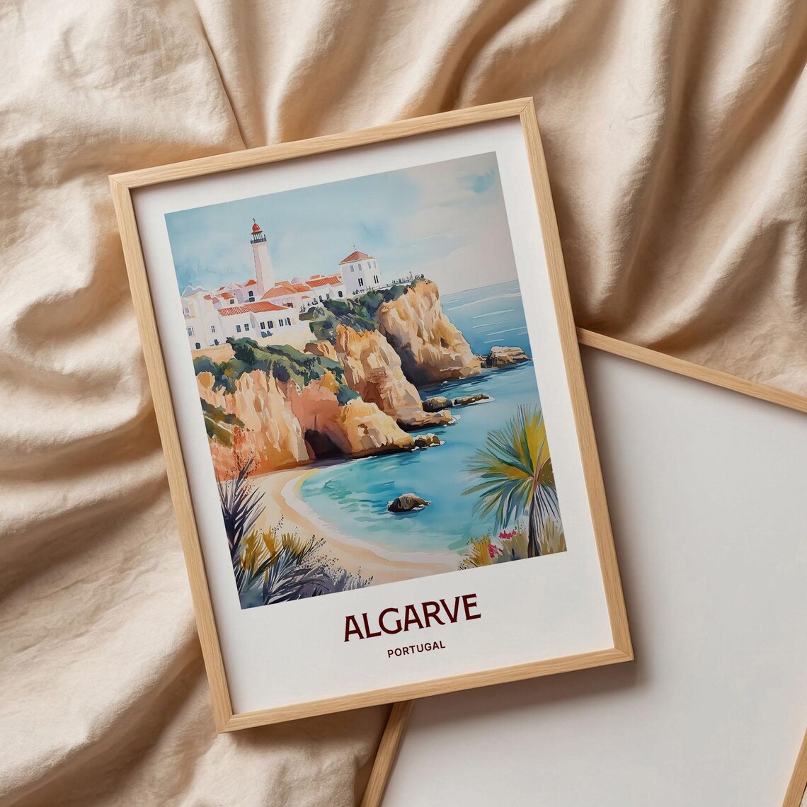 Algarve Portugal Travel Print Minimalist Coastal Art Algarve Coast Poster Pastel Cityscape Wall Decor Retro Travel Aesthetic C35 577 - Image 3