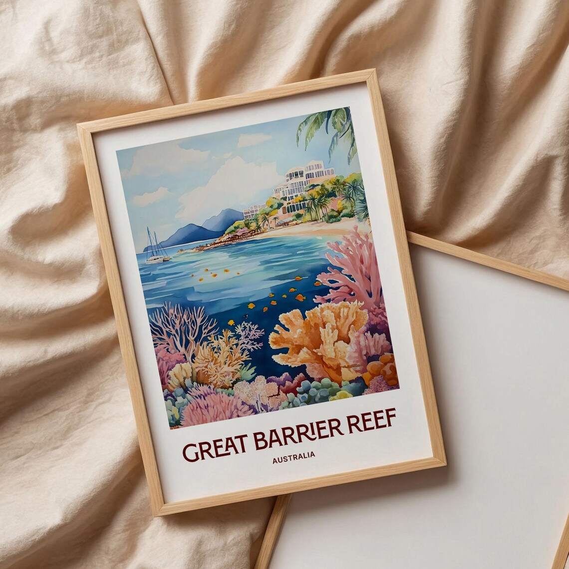 Great Barrier Reef Australia Coral Reef Fish Watercolor Travel Poster - Image 3