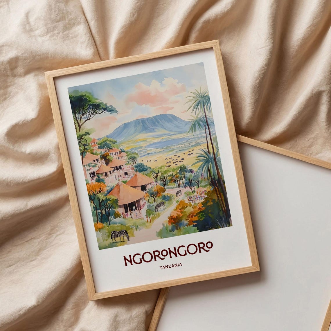 Ngorongoro Travel Print Tanzania Wall Art Minimalist Africa Poster Pastel Cityscape Art Retro Travel Decor Id 540 C35 722 - Image 3