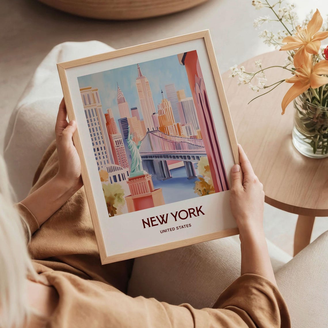New York United States Statue of Liberty Iconic Skyline Poster - Image 5