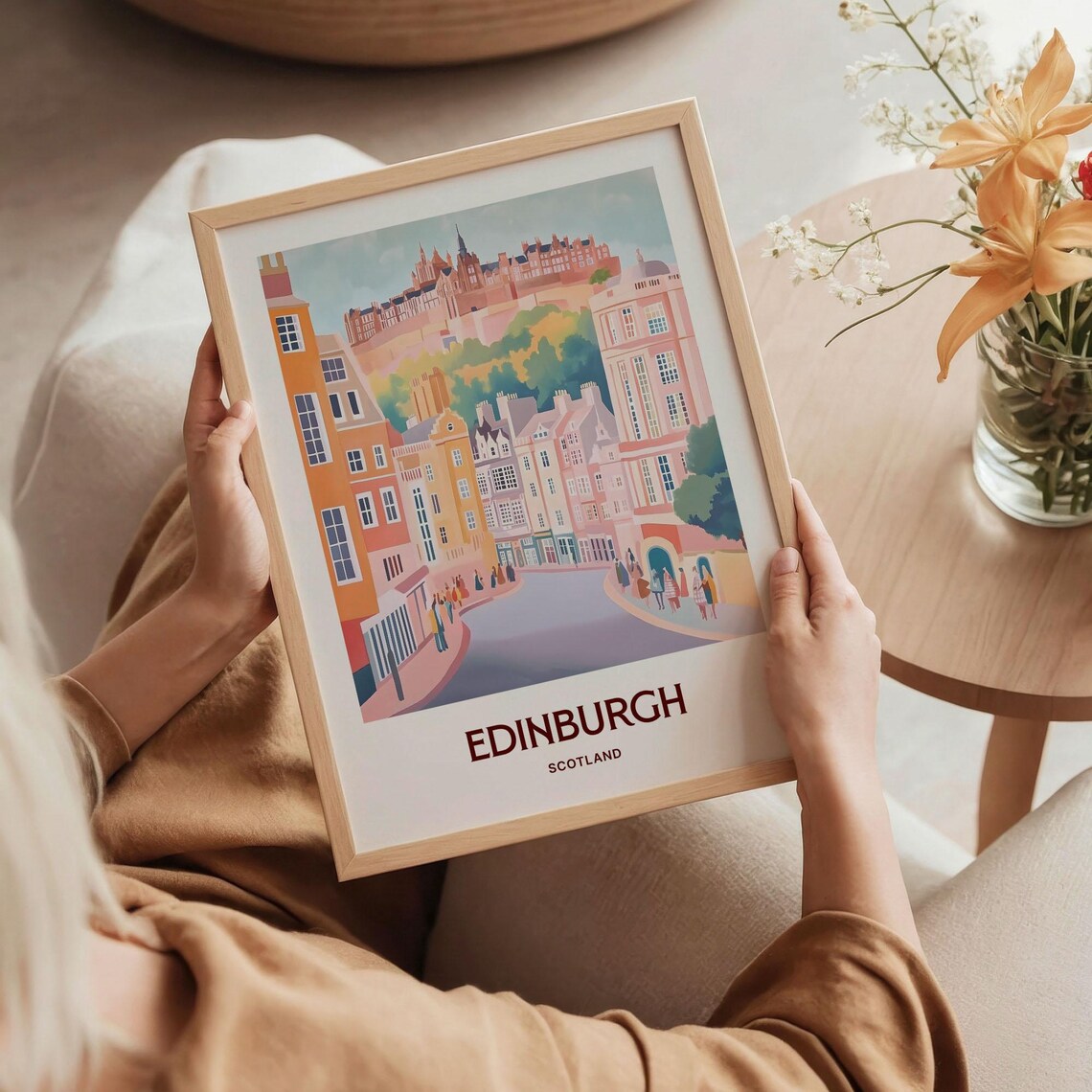 Edinburgh Scotland Royal Mile Street Castle Watercolor Travel Poster - Image 5
