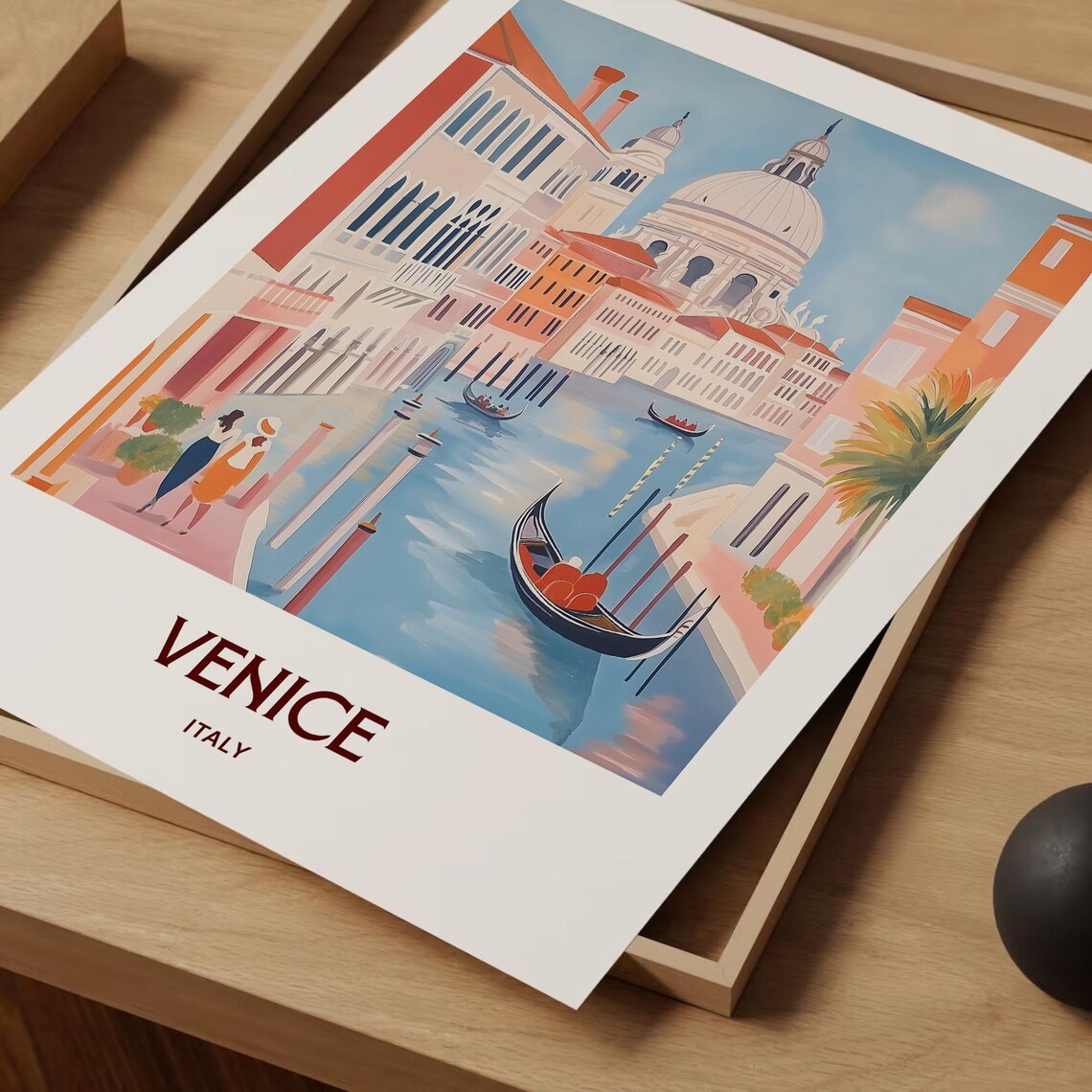 Venice Italy Grand Canal Gondola Salute Dome Travel Art Poster - Image 2
