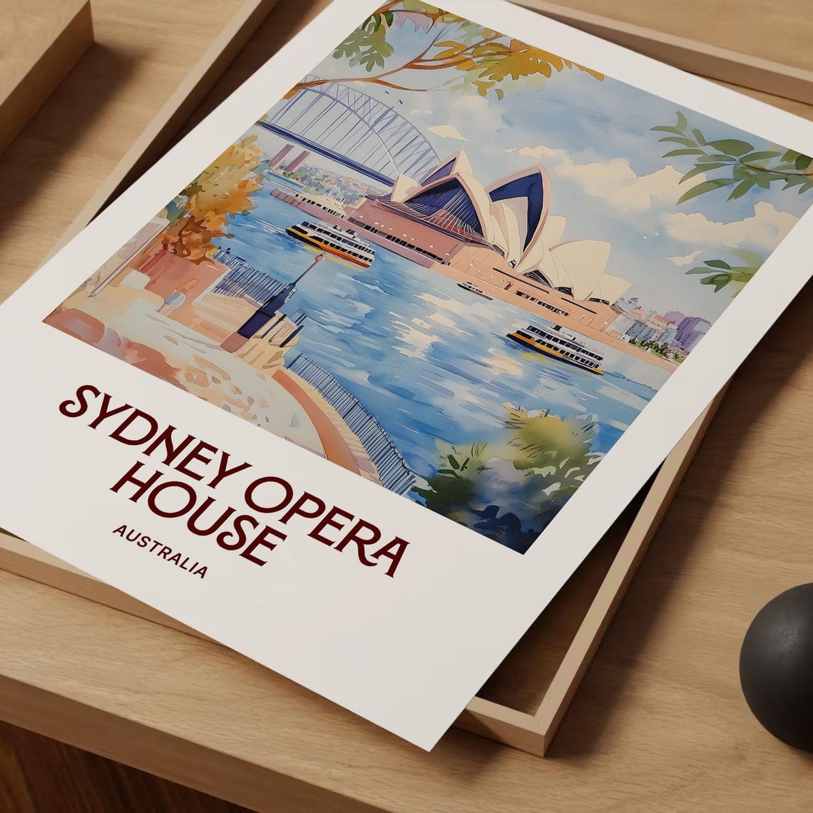 Sydney Opera House Harbour Bridge Watercolor Travel Poster Australia - Image 2