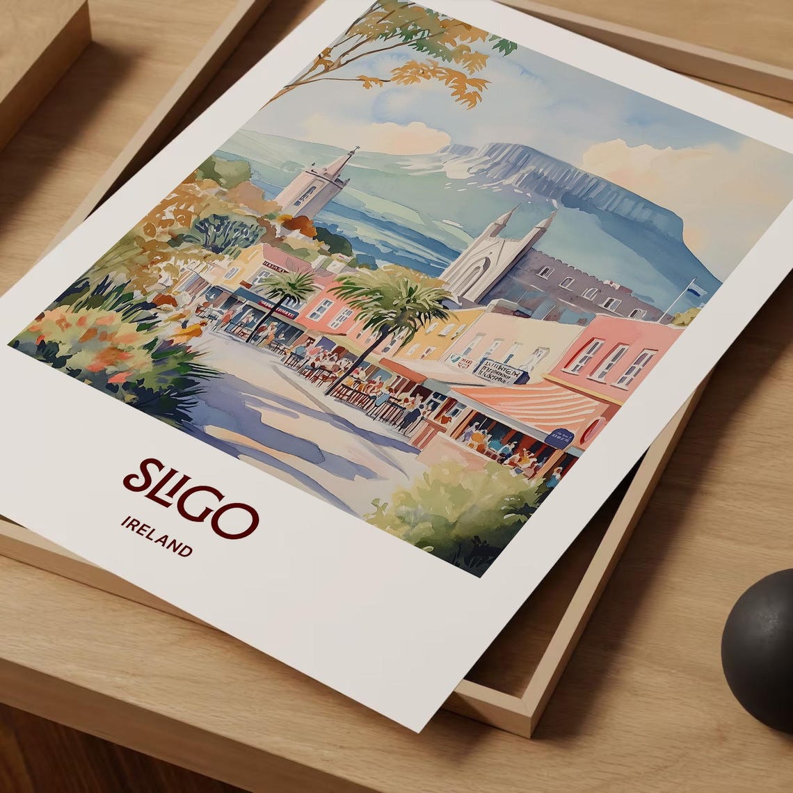 Sligo Ireland Benbulben Mountain Watercolor Retro Travel Poster - Image 2